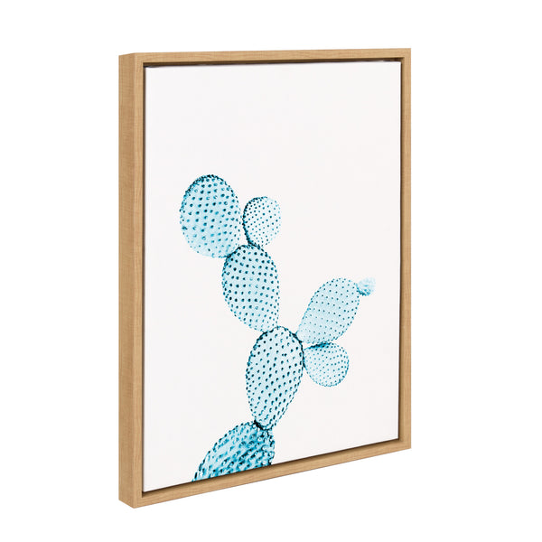 Kate & Laurel Sylvie Blue Cactus Framed Canvas By Simon Te Tai