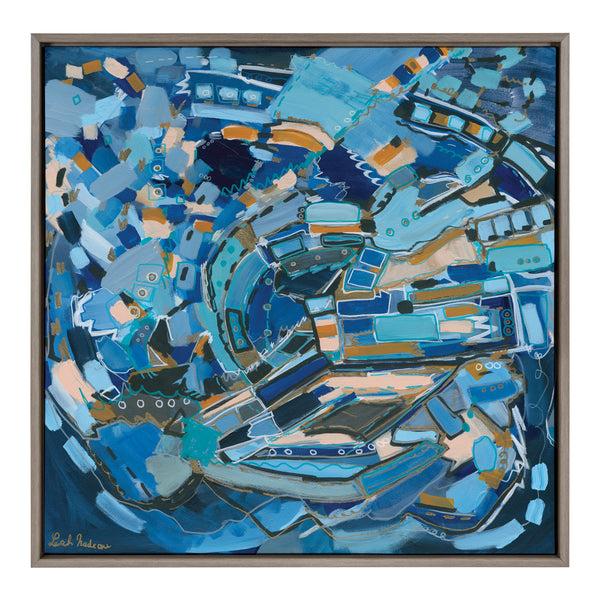 Kate & Laurel Sylvie Blue Dream Framed Canvas By Leah Nadeau