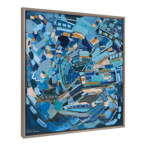 Kate & Laurel Sylvie Blue Dream Framed Canvas By Leah Nadeau