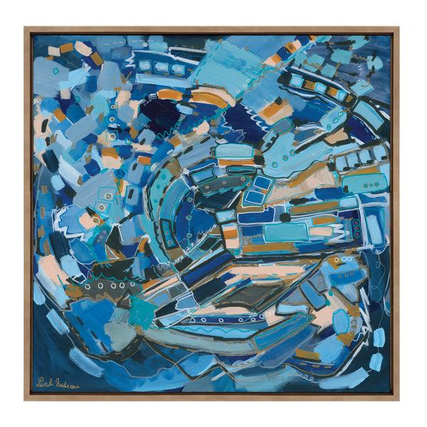 kate & laurel Sylvie Blue Dream Framed Canvas by Leah Nadeau