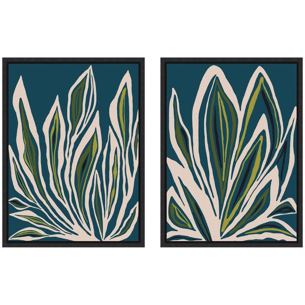 Kate & Laurel Sylvie Blue Flora 1 And 2 Framed Canvas Art Set By Alicia Bock