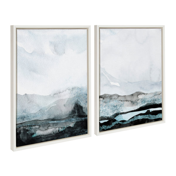 Kate & Laurel Sylvie Blue Layers Framed Canvas By Maja Mitrovic Of Makes My Day Happy