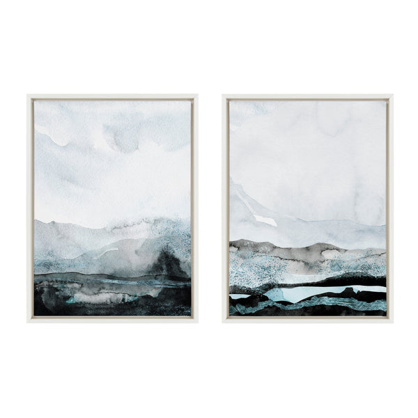 Kate & Laurel Sylvie Blue Layers Framed Canvas By Maja Mitrovic Of Makes My Day Happy