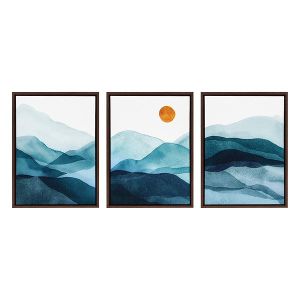 Kate & Laurel Sylvie Blue Mountain Range Framed Canvas Set By Amy Lighthall