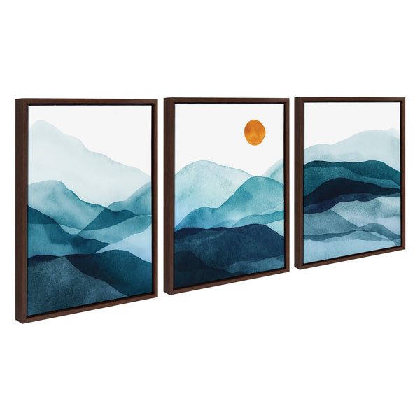 Kate & Laurel Sylvie Blue Mountain Range Framed Canvas Set By Amy Lighthall
