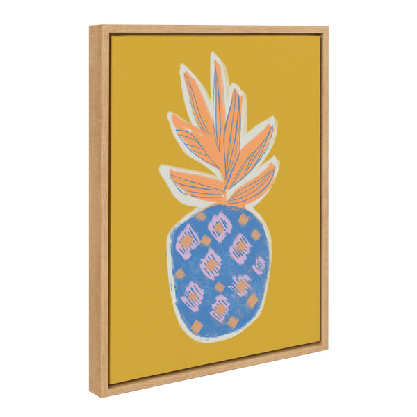 Kate & Laurel Sylvie Blue Pineapple Framed Canvas By Kasey Free