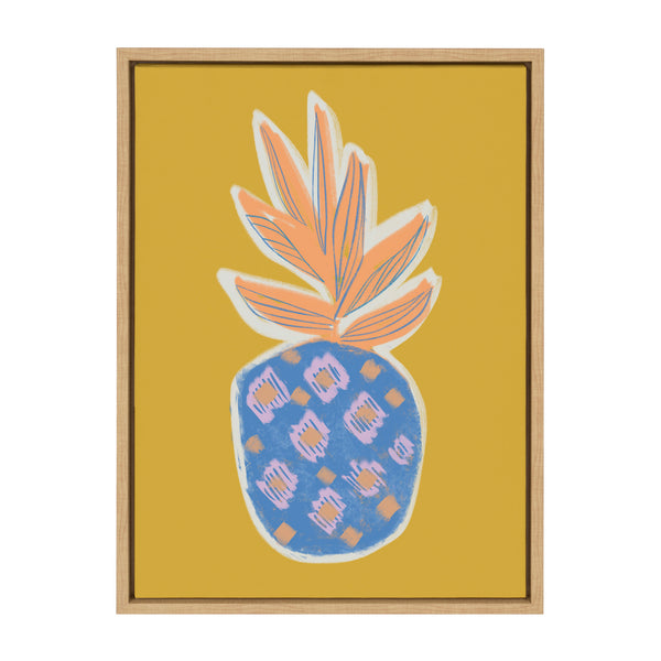 kate & laurel Sylvie Blue Pineapple Framed Canvas by Kasey Free