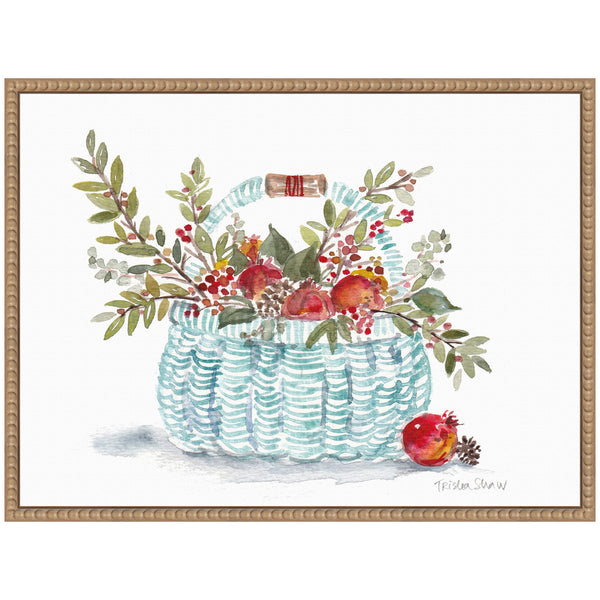 Kate & Laurel Sylvie Blue Woven With Florals Basket Framed Canvas By Patricia Shaw
