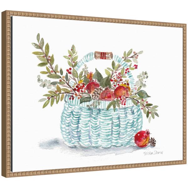 kate & laurel Sylvie Blue Woven With Florals Basket Framed Canvas by Patricia Shaw