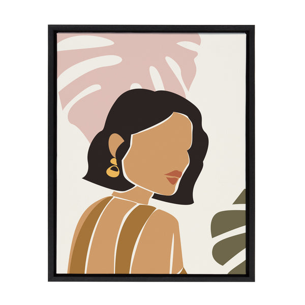 kate & laurel Sylvie Boho Abstract Face Framed Canvas by The Creative Bunch Studio