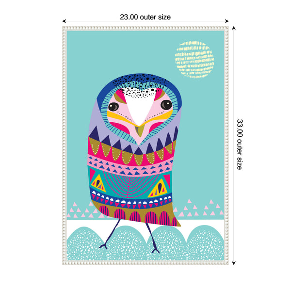 Kate & Laurel Sylvie Boho Colorful Folk Owl Framed Canvas By Rachel Lee
