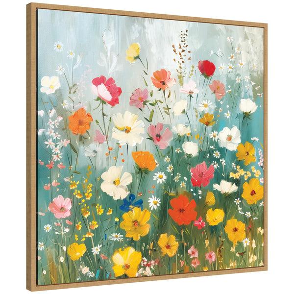 Kate & Laurel Sylvie Boho Wildflower Garden Framed Canvas By The Creative Bunch Studio