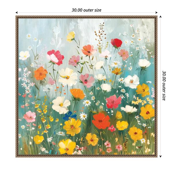 Kate & Laurel Sylvie Boho Wildflower Garden Framed Canvas By The Creative Bunch Studio