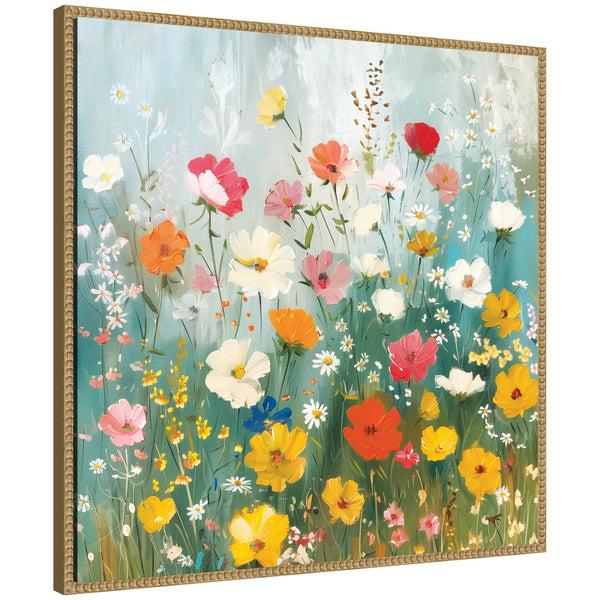kate & laurel Sylvie Boho Wildflower Garden Framed Canvas by The Creative Bunch Studio