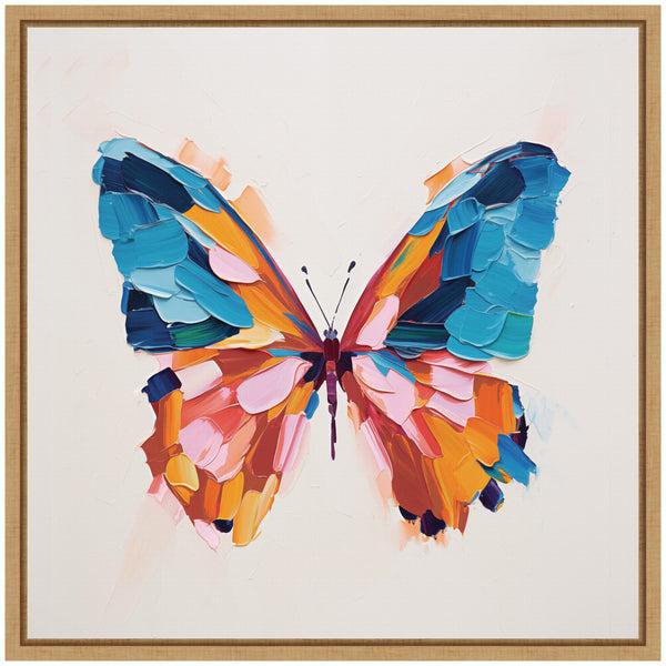 Kate & Laurel Sylvie Bold Colorful Brush Boho Butterfly Framed Canvas By The Creative Bunch Studio