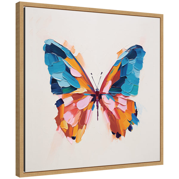 kate & laurel Sylvie Bold Colorful Brush Boho Butterfly Framed Canvas by The Creative Bunch Studio