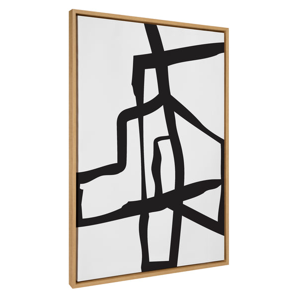Kate & Laurel Sylvie Bold Sophisticated Abstract Black Stroke Framed Canvas By The Creative Bunch Studio