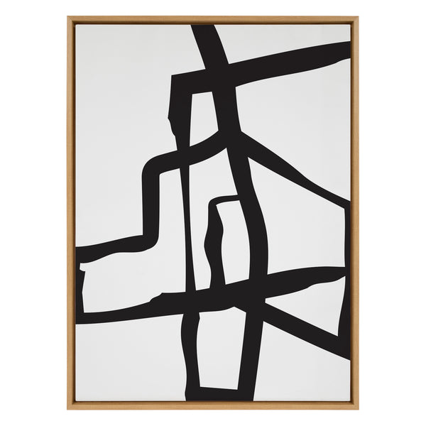 Kate & Laurel Sylvie Bold Sophisticated Abstract Black Stroke Framed Canvas By The Creative Bunch Studio
