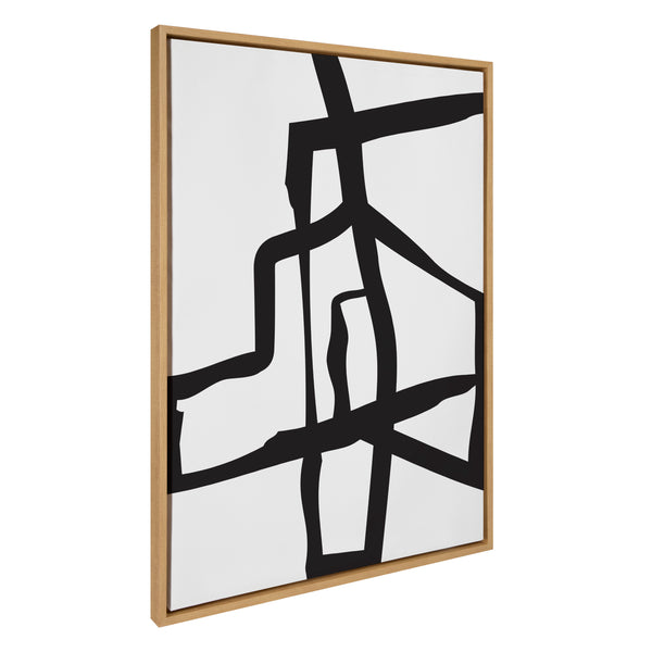 kate & laurel Sylvie Bold Sophisticated Abstract Black Stroke Framed Canvas by The Creative Bunch Studio