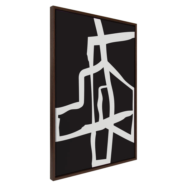 Kate & Laurel Sylvie Bold Sophisticated Abstract White Stroke Framed Canvas By The Creative Bunch Studio
