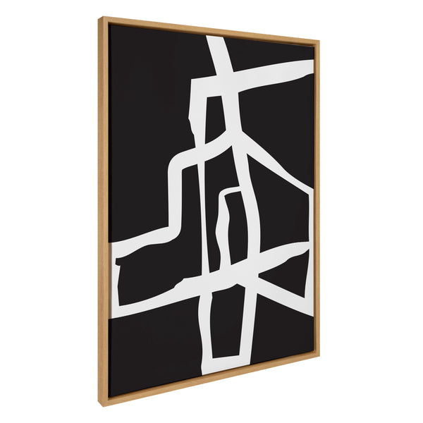 kate & laurel Sylvie Bold Sophisticated Abstract White Stroke Framed Canvas by The Creative Bunch Studio