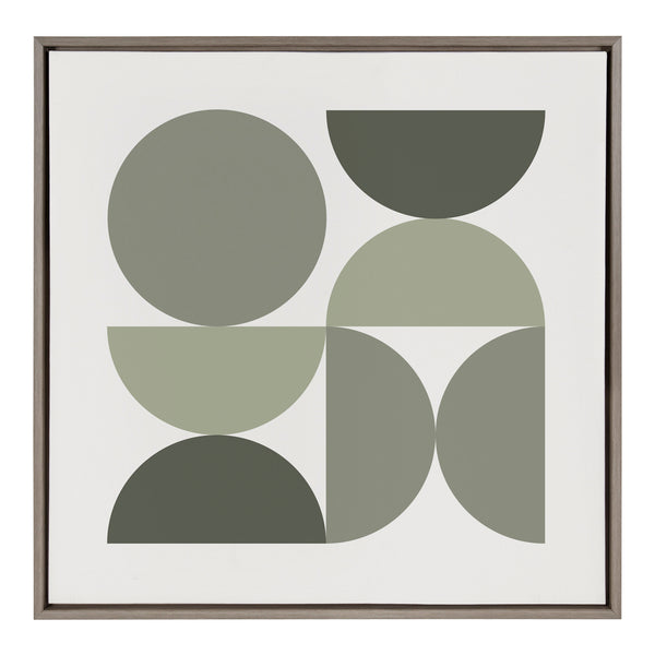 Kate & Laurel Sylvie Bold Vintage Geometric Nourishing Greens Framed Canvas By The Creative Bunch Studio