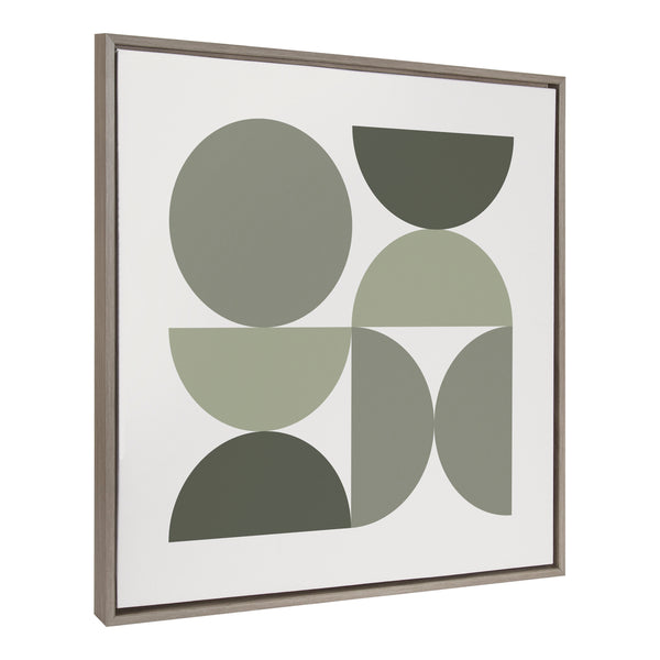 kate & laurel Sylvie Bold Vintage Geometric Nourishing Greens Framed Canvas by The Creative Bunch Studio