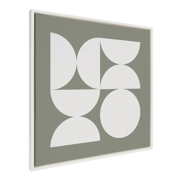 Kate & Laurel Sylvie Bold Vintage Geometric Soft White On Sage Green Framed Canvas By The Creative Bunch Studio