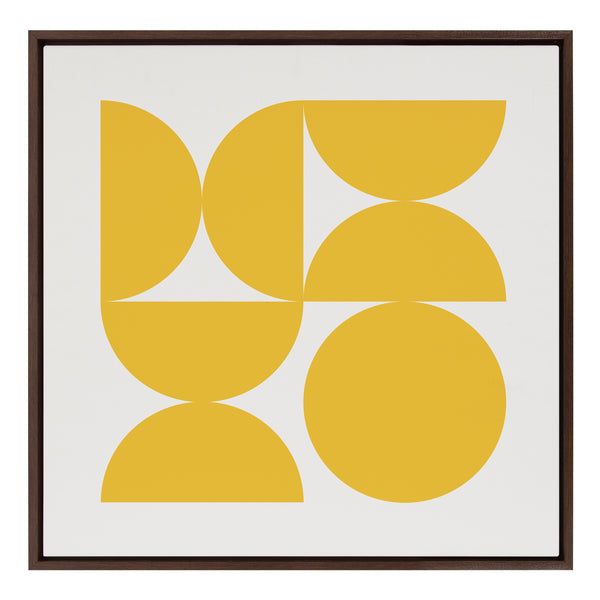 Kate & Laurel Sylvie Bold Vintage Geometric Sunshine Yellow Framed Canvas By The Creative Bunch Studio