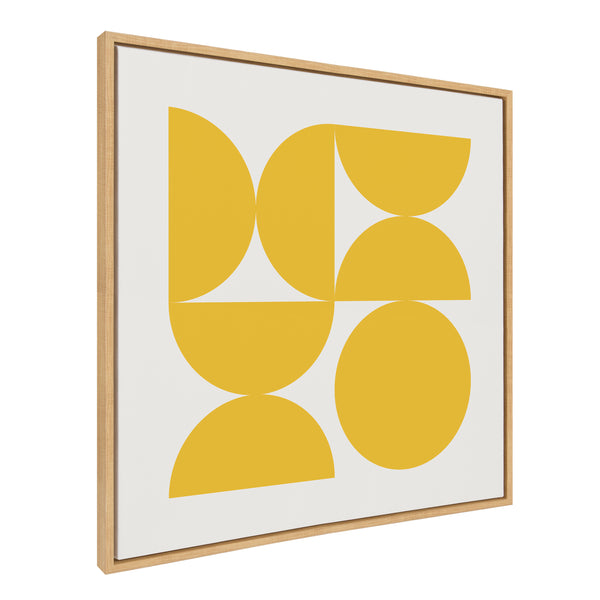 kate & laurel Sylvie Bold Vintage Geometric Sunshine Yellow Framed Canvas by The Creative Bunch Studio