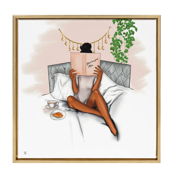 kate & laurel Sylvie Book Bed And Faith Framed Canvas by Mary Joak