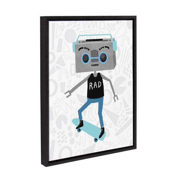 Kate & Laurel Sylvie Boom Box Boy 1 Framed Canvas By Molly Fabiano Black 18x24