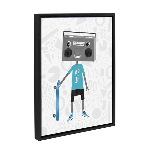Kate & Laurel Sylvie Boom Box Boy 2 Framed Canvas By Molly Fabiano Black 18x24