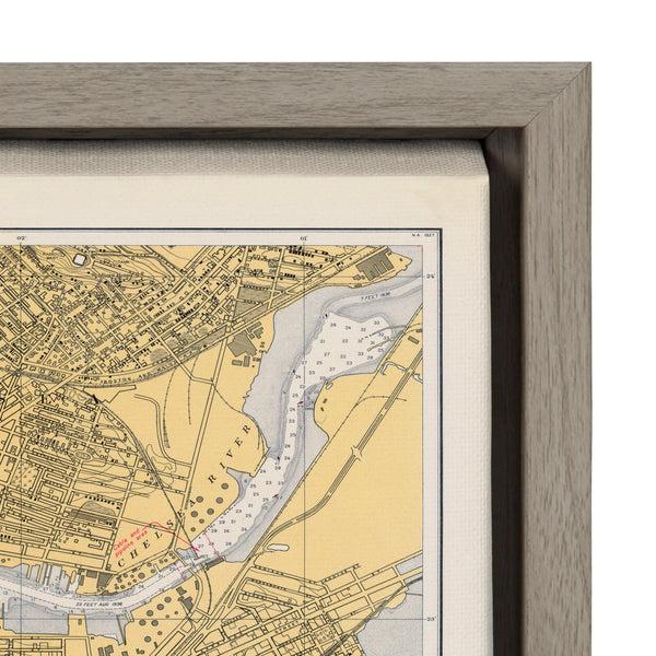 Kate & Laurel Sylvie Boston Harbor Map Framed Canvas By Corinna Buchholz Of Piddix