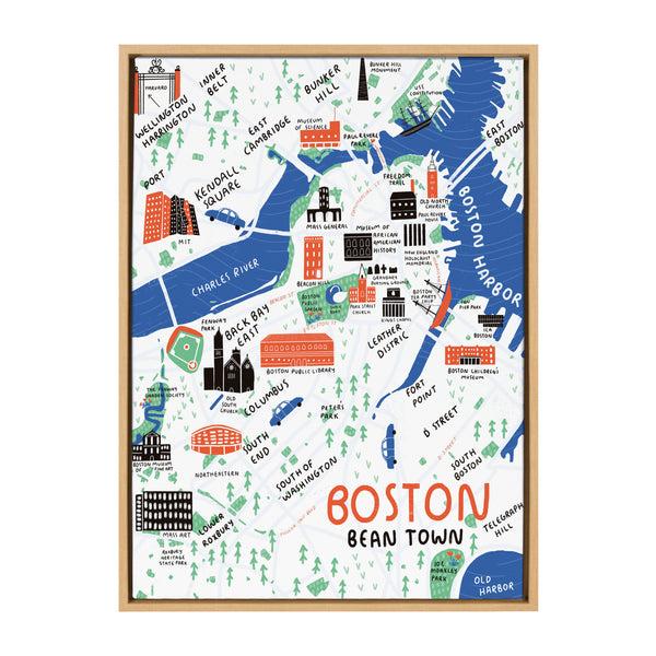 Kate & Laurel Sylvie Boston Illustration Framed Canvas By Stacie Bloomfield