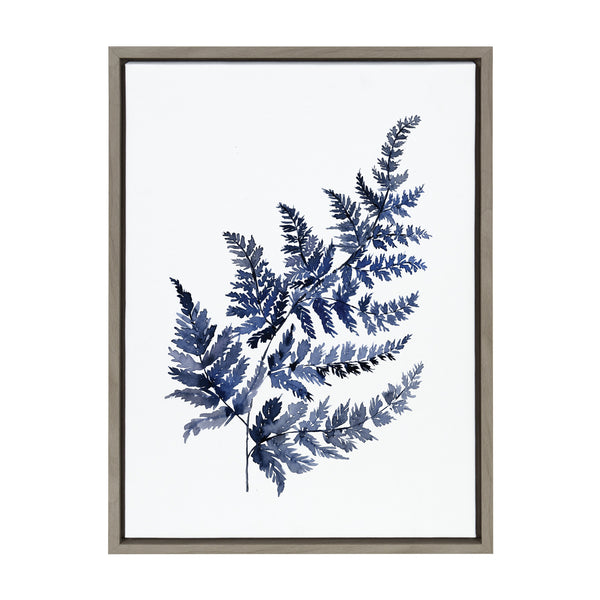 Kate & Laurel Sylvie Botanical Fern Indigo Framed Canvas By Sara Berrenson