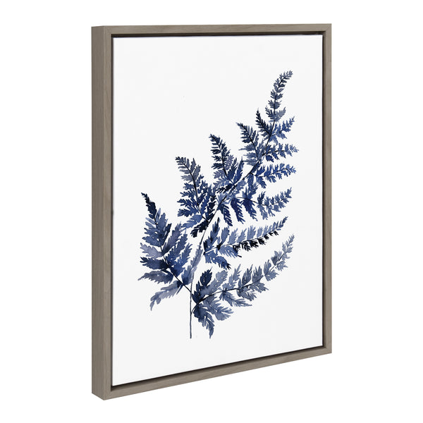 kate & laurel Sylvie Botanical Fern Indigo Framed Canvas by Sara Berrenson