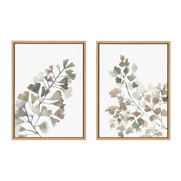Kate & Laurel Sylvie Botanical Soft Splitfern And Botanical Soft Maiden Framed Canvas By Sara Berrenson