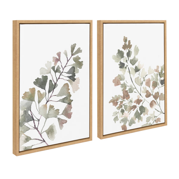 kate & laurel Sylvie Botanical Soft Splitfern and Botanical Soft Maiden Framed Canvas by Sara Berrenson