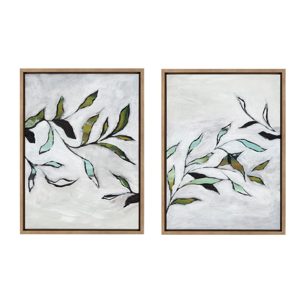 Kate & Laurel Sylvie Branch I And II Framed Canvas Art Set By Nikita Jariwala