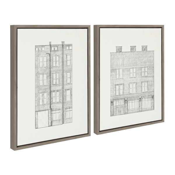 Kate & Laurel Sylvie Brick Building Façade 1 And Brick Building Façade 4 Framed Canvas Set By Viola Kreczmer