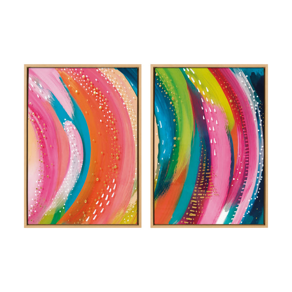 Kate & Laurel Sylvie Bright Abstract Left And Right Framed Canvas Art Set By Jessi Raulet Of Ettavee