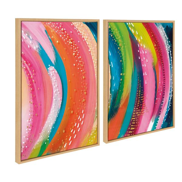 Kate & Laurel Sylvie Bright Abstract Left And Right Framed Canvas Art Set By Jessi Raulet Of Ettavee