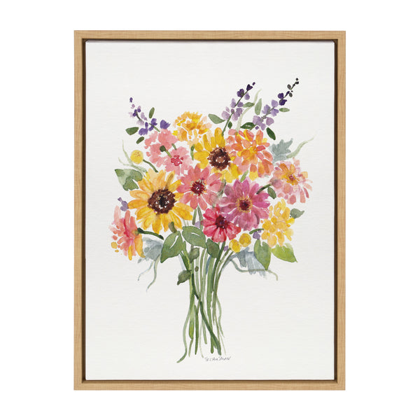 Kate & Laurel Sylvie Bright And Sunny Bouquet Framed Canvas By Patricia Shaw