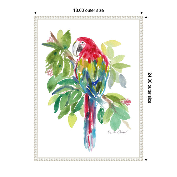 Kate & Laurel Sylvie Bright Parrot In The Greens Framed Canvas By Patricia Shaw