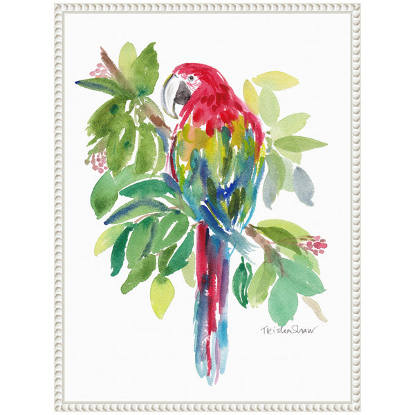 Kate & Laurel Sylvie Bright Parrot In The Greens Framed Canvas By Patricia Shaw