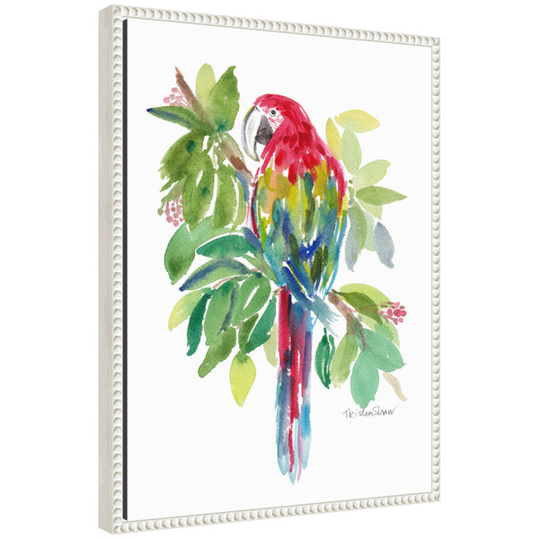 kate & laurel Sylvie Bright Parrot in the Greens Framed Canvas by Patricia Shaw
