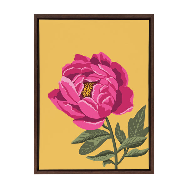 Kate & Laurel Sylvie Bright Peony Framed Canvas By Maria Filar