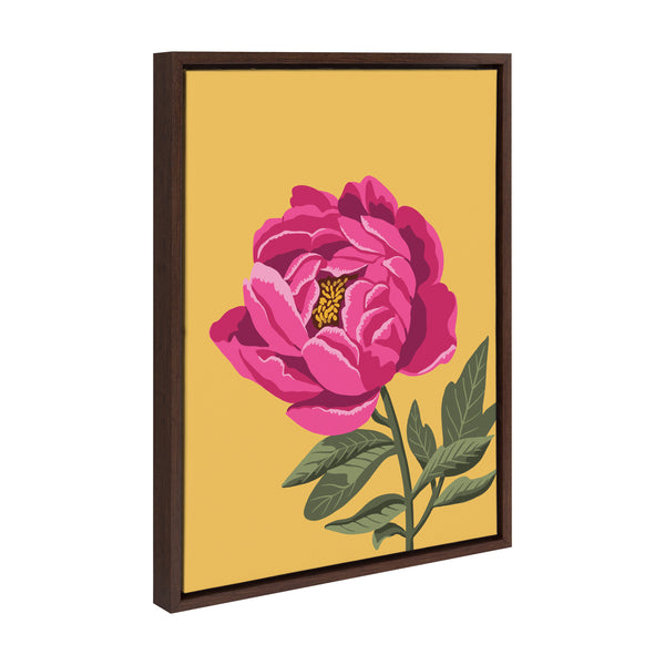 Kate & Laurel Sylvie Bright Peony Framed Canvas By Maria Filar