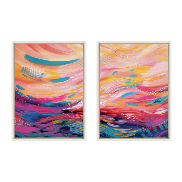 Kate & Laurel Sylvie Brush Strokes 90 Framed Canvas Set By Jessi Raulet Of Ettavee